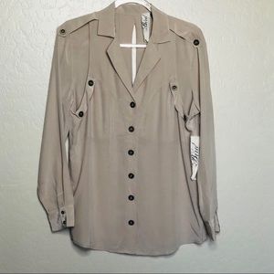 NWT Juicy Couture | Bird Silk, Button Down Blouse